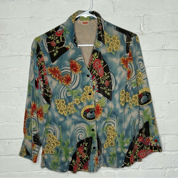 Tianello Tops - Tianello Multicolor Floral Button Down Shirt